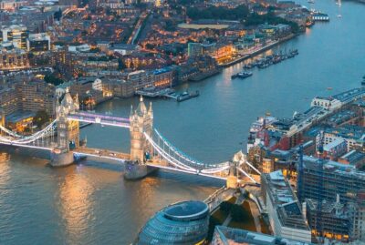 Skyline view of London City including Tower Bridge