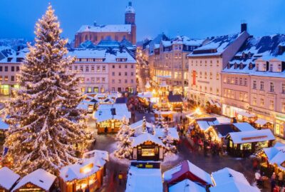 Christmas market areal view